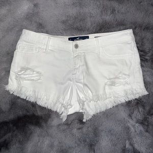 Hollister white distressed shorts